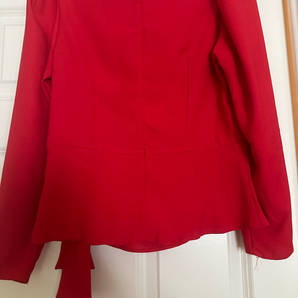 ASOS Red Long Sleeve Wrap Blouse with Tie Front - Picture 2 of 4